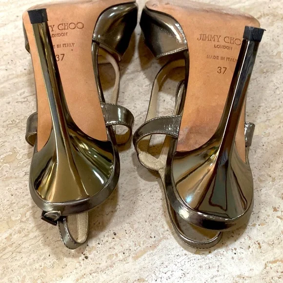Jimmy Choo metallic Paxton mirror cross strap leather